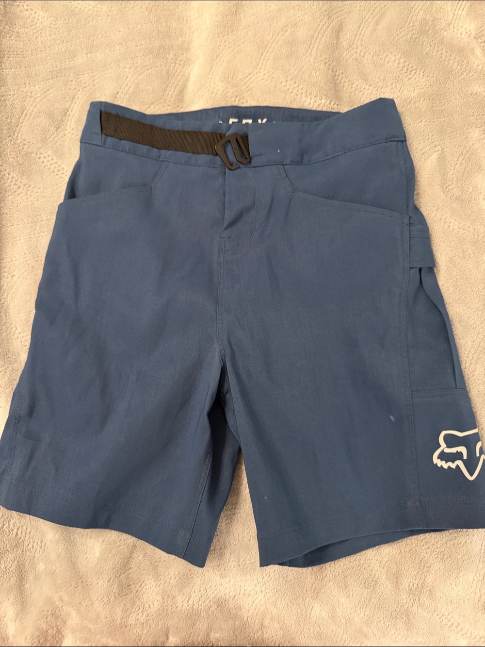Fox Boys Blue Mountain Biking Racing Sport Shorts with Black Belt Accent size 22